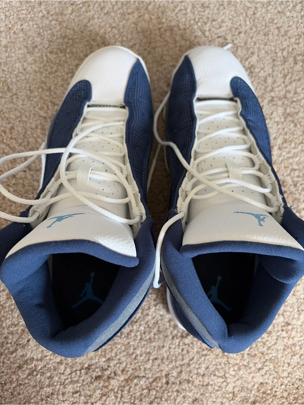 Jordan 13 Retro Flint 2020 Navy Blue and Gray High-Top Athletic Sneakers